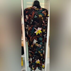 Yellow and Blue Cosmic Print Midi Gown